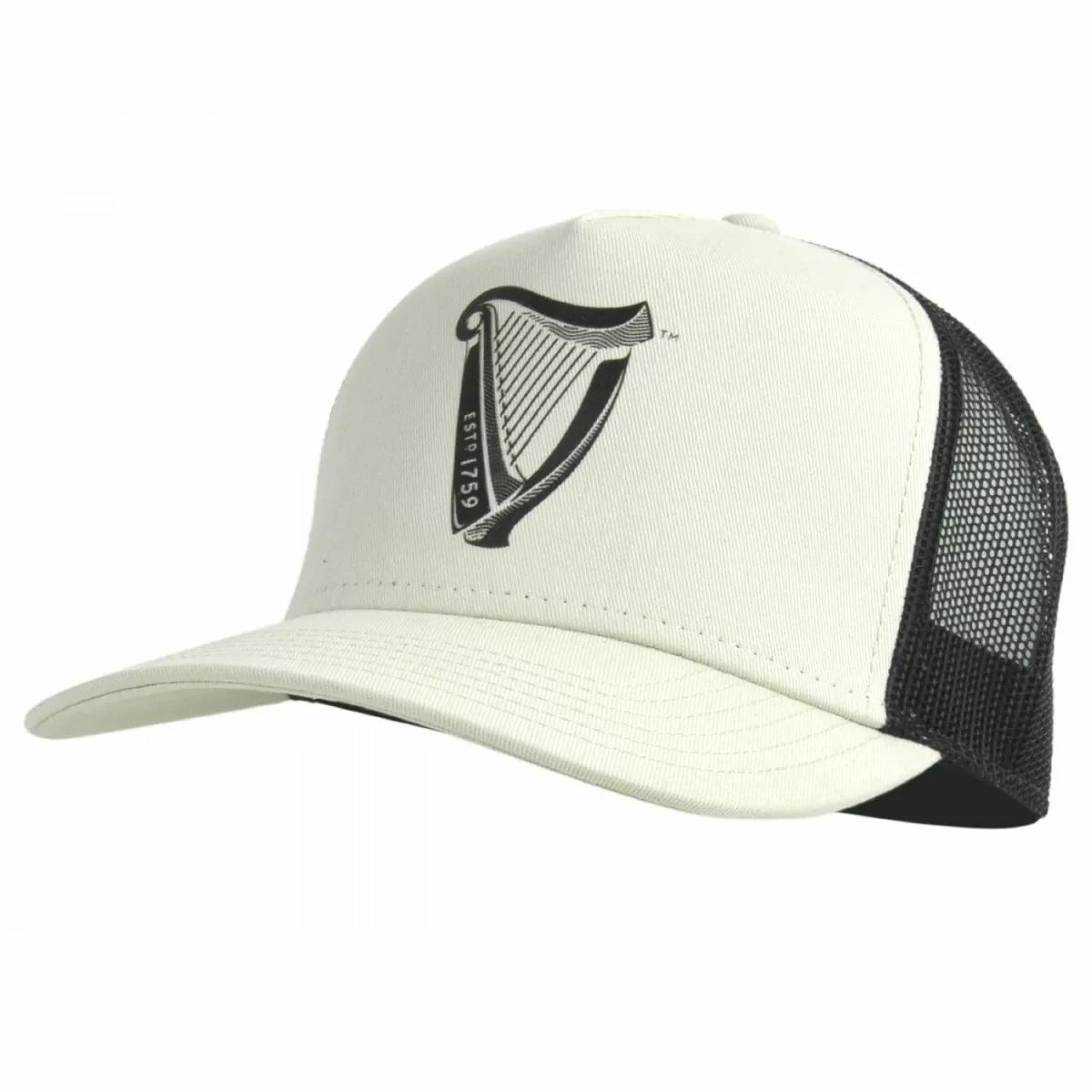 Guinness Harp Logo Black and Beige Colorway Trucker Hat
